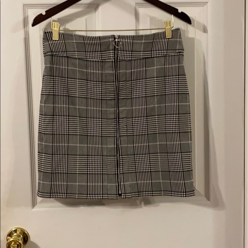 Zipper Detailed Plaid Skirt
